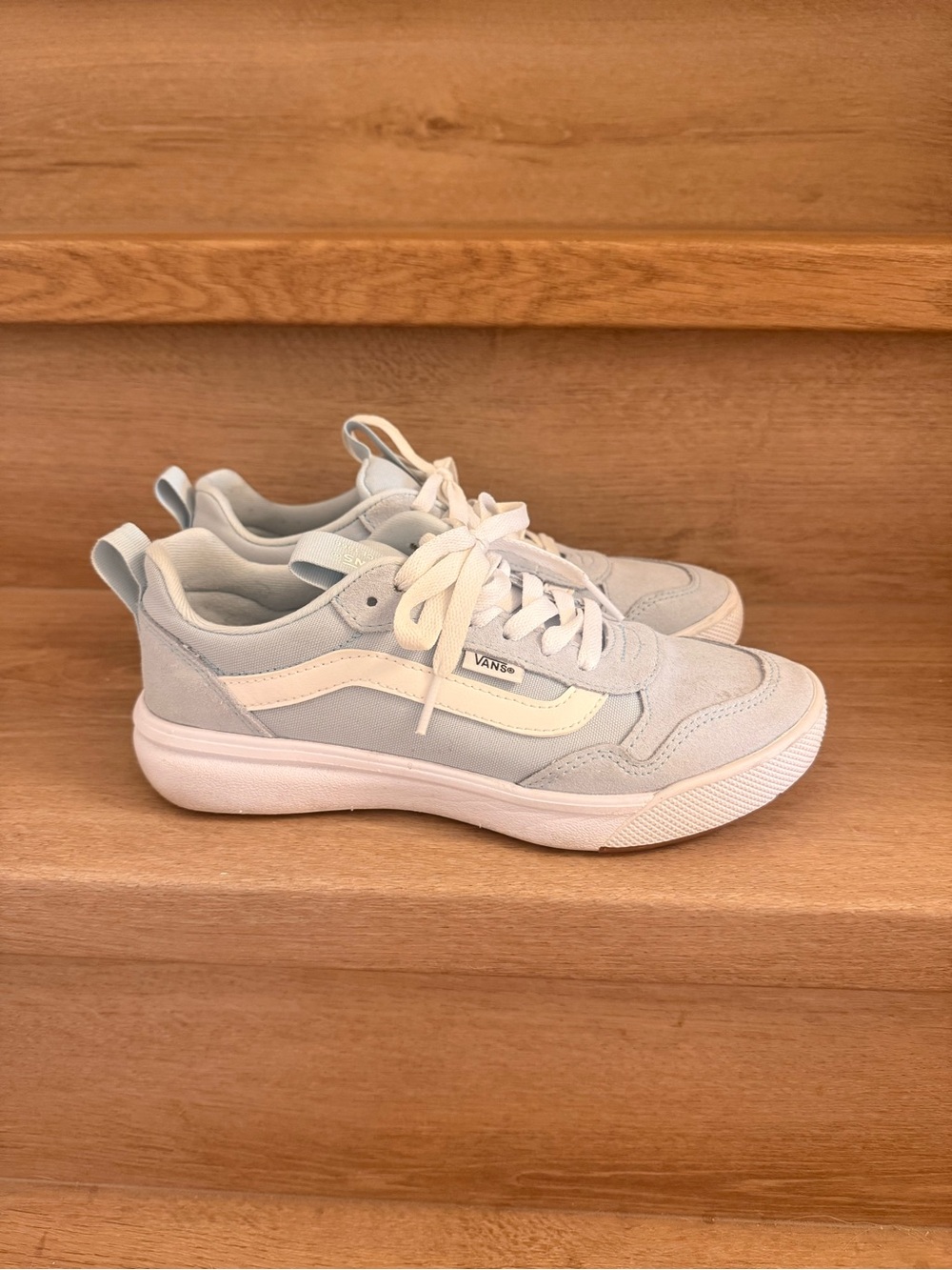 Vans Light Blue and White Low-Top Sneakers